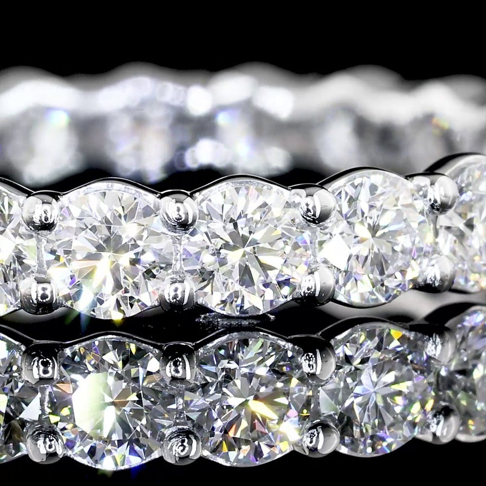 Platinum Eternity Band with 5.44 Carat Total Weight Round Brilliant Cut Lab Grown Diamonds - E-F Color, VS1 Clarity - Covaloro Fine Jewelry