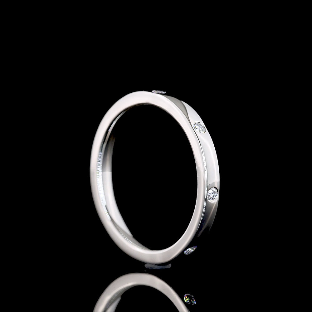 Platinum Eternity Band with 8 Flush Set Round Lab Diamonds - 0.13 Carat Total Diamond Weight - Covaloro Fine Jewelry