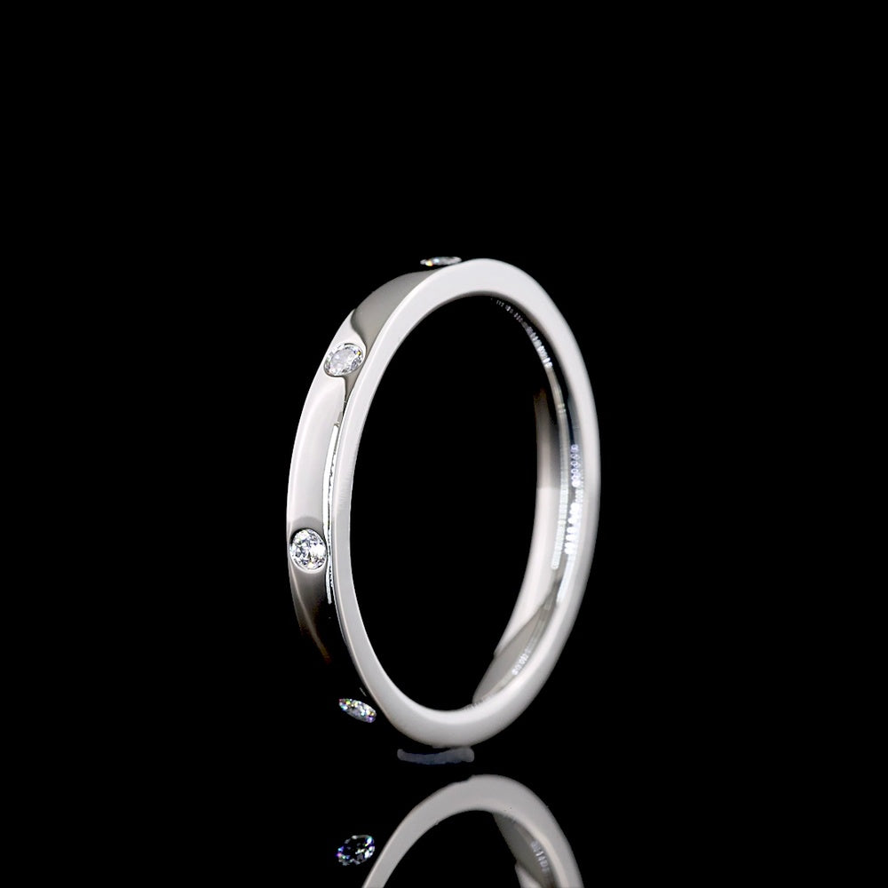 Platinum Eternity Band with 8 Flush Set Round Lab Diamonds - 0.13 Carat Total Diamond Weight - Covaloro Fine Jewelry