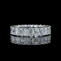 Platinum Eternity Band with Alternating Emerald and Radiant Cut Lab Diamonds - 3.87 Carats Total Diamond Weight - Covaloro Fine Jewelry