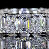 Platinum Eternity Band with Alternating Emerald and Radiant Cut Lab Diamonds - 3.87 Carats Total Diamond Weight - Covaloro Fine Jewelry