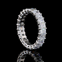 Platinum Eternity Band with Alternating Emerald and Radiant Cut Lab Diamonds - 3.87 Carats Total Diamond Weight - Covaloro Fine Jewelry