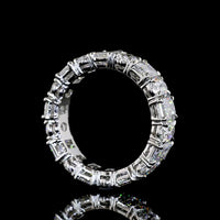 Platinum Eternity Band with Alternating Emerald Cut and Oval Cut Lab Diamonds - 5.23 Total Carat Weight, E-F VS Clarity - Covaloro Fine Jewelry