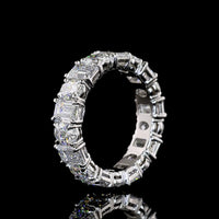 Platinum Eternity Band with Alternating Emerald Cut and Oval Cut Lab Diamonds - 5.23 Total Carat Weight, E-F VS Clarity - Covaloro Fine Jewelry