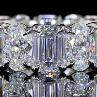 Platinum Eternity Band with Alternating Emerald Cut and Oval Cut Lab Diamonds - 6.70 Carats Total Diamond Weight - Covaloro Fine Jewelry