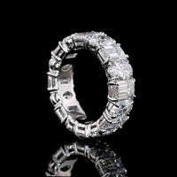 Platinum Eternity Band with Alternating Emerald Cut and Oval Cut Lab Diamonds - 6.70 Carats Total Diamond Weight - Covaloro Fine Jewelry