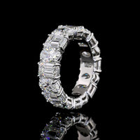 Platinum Eternity Band with Alternating Emerald Cut and Oval Cut Lab Diamonds - 6.70 Carats Total Diamond Weight - Covaloro Fine Jewelry