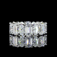 Platinum Eternity Band with Alternating Emerald Cut and Oval Cut Lab Diamonds - 7.10 Carats Total Diamond Weight - Covaloro Fine Jewelry