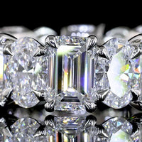 Platinum Eternity Band with Alternating Emerald Cut and Oval Cut Lab Diamonds - 7.10 Carats Total Diamond Weight - Covaloro Fine Jewelry