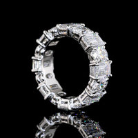 Platinum Eternity Band with Alternating Emerald Cut and Oval Cut Lab Diamonds - 7.10 Carats Total Diamond Weight - Covaloro Fine Jewelry