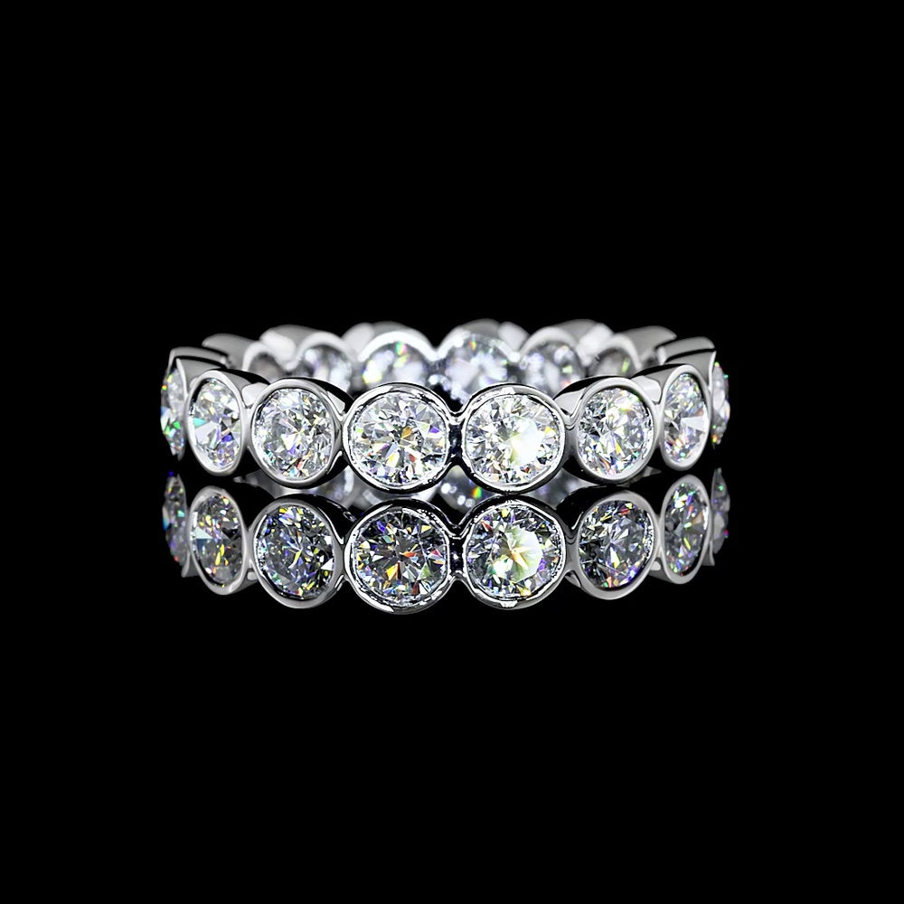 Platinum Eternity Band with Bezel-Set Round Lab Diamonds - 2.61 Carat Total Weight, E-F Color, VS1 Clarity - Covaloro Fine Jewelry