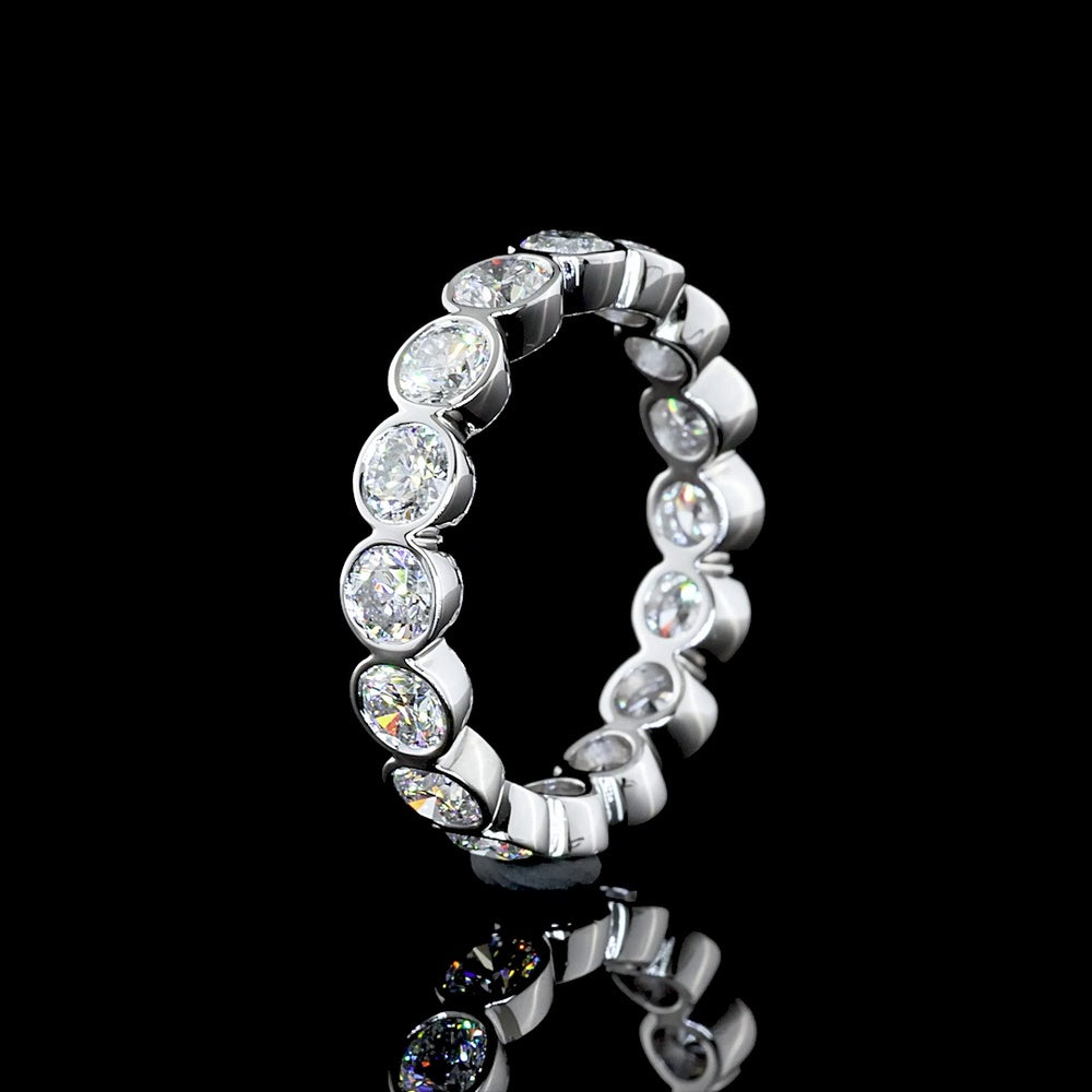 Platinum Eternity Band with Bezel-Set Round Lab Diamonds - 2.61 Carat Total Weight, E-F Color, VS1 Clarity - Covaloro Fine Jewelry