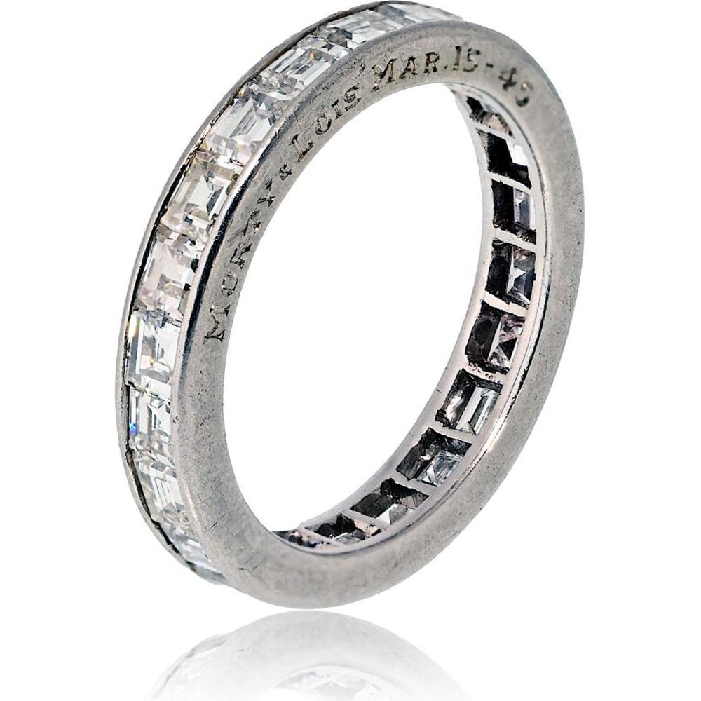 Platinum Eternity Band with Channel Set Asscher Cut Diamonds - 1.00 Carats Total Diamond Weight