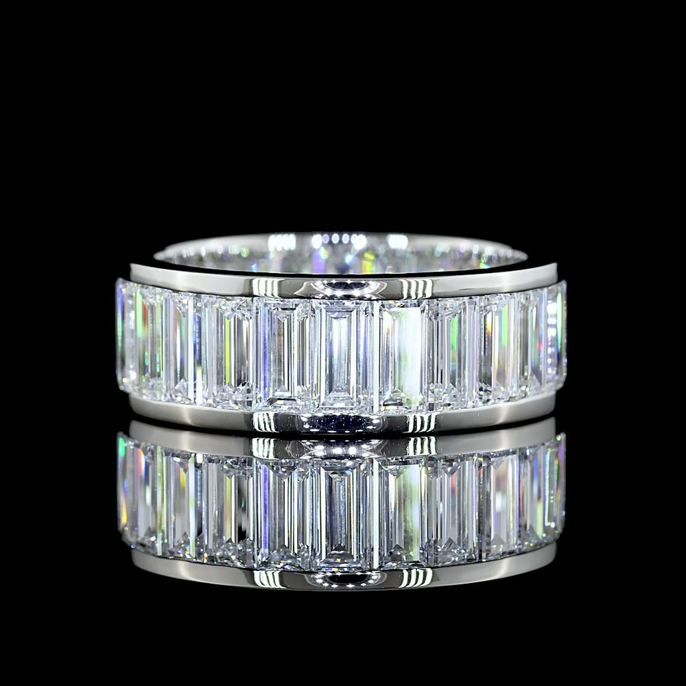 Platinum Eternity Band with Channel Set Baguette Cut Lab Diamonds - 6.50 Carat Total Weight, E-F Color, VS Clarity - Covaloro Fine Jewelry