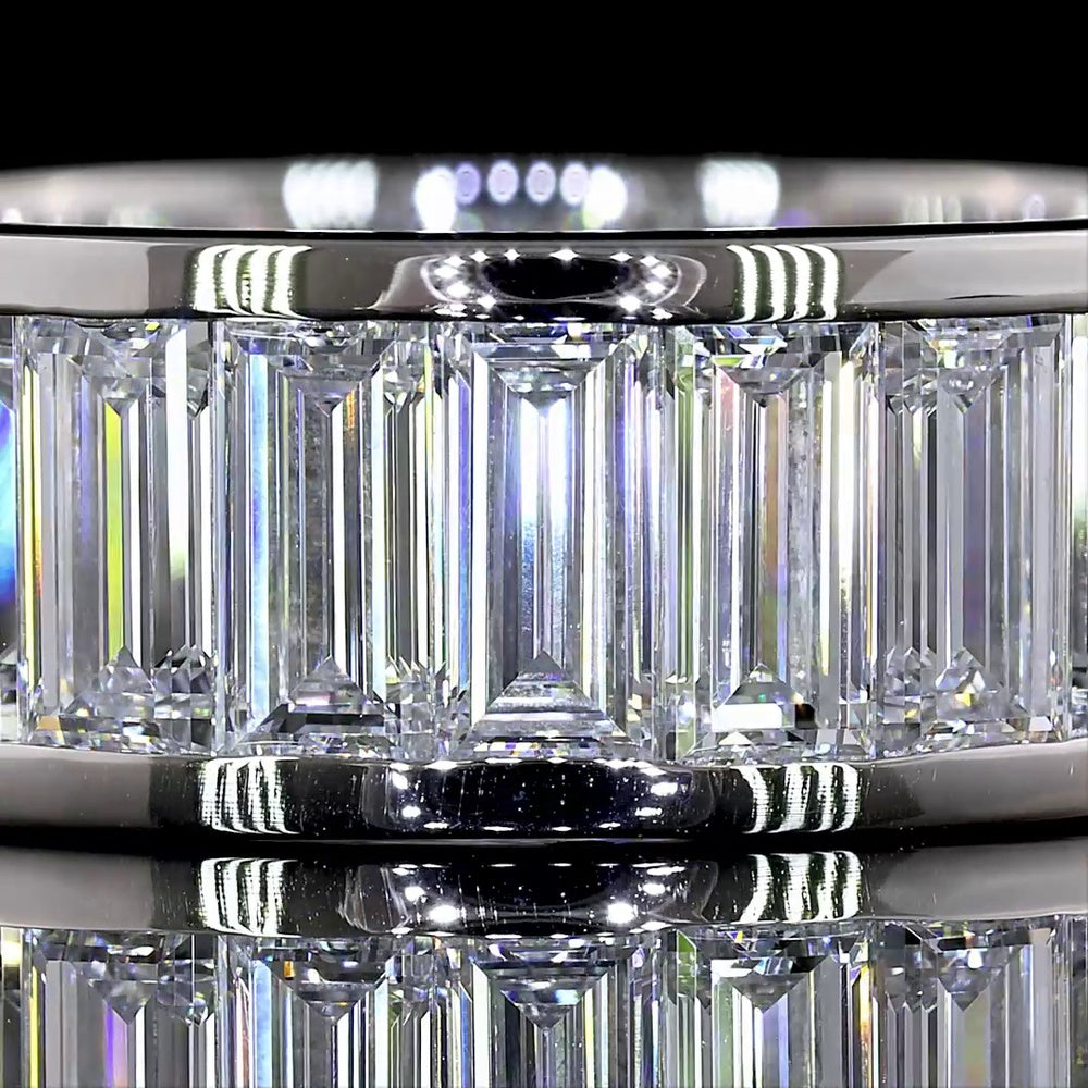 Platinum Eternity Band with Channel Set Baguette Cut Lab Diamonds - 6.50 Carat Total Weight, E-F Color, VS Clarity - Covaloro Fine Jewelry