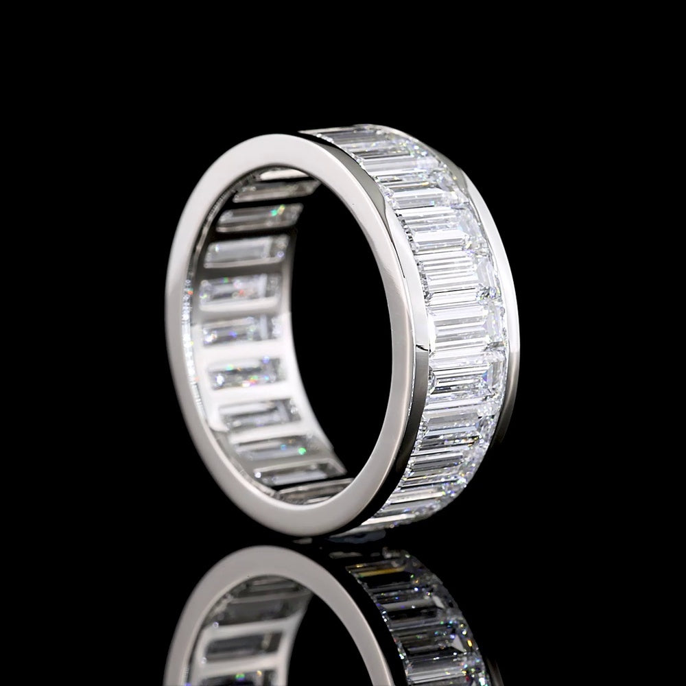 Platinum Eternity Band with Channel Set Baguette Cut Lab Diamonds - 6.50 Carat Total Weight, E-F Color, VS Clarity - Covaloro Fine Jewelry