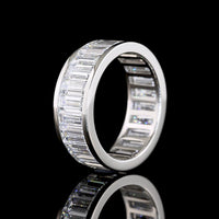 Platinum Eternity Band with Channel Set Baguette Cut Lab Diamonds - 6.50 Carat Total Weight, E-F Color, VS Clarity - Covaloro Fine Jewelry