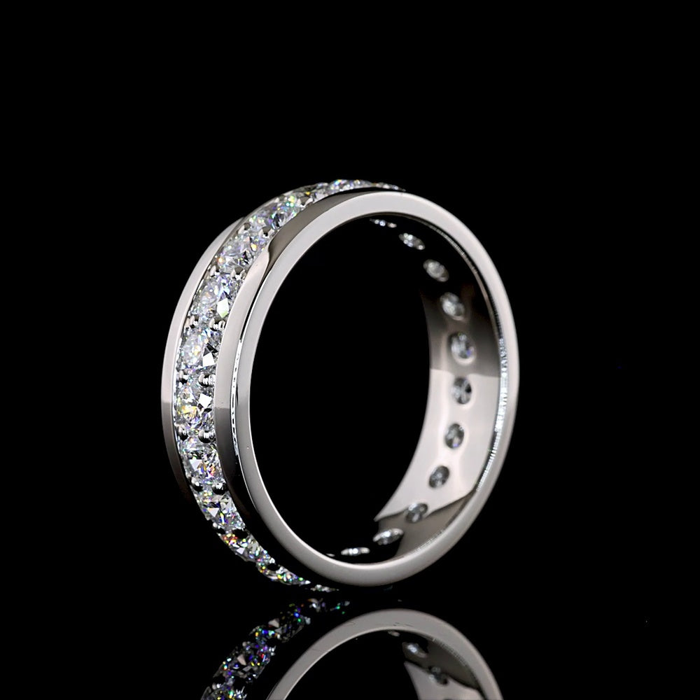 Platinum Eternity Band with Channel Set Round Lab Diamonds - 2.46 Carats Total Diamond Weight - Covaloro Fine Jewelry
