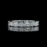 Platinum Eternity Band with East-West Emerald Cut and Oval Cut Lab Diamonds - 1.73 Carats Total Diamond Weight, E-F VS Clarity - Covaloro Fine Jewelry