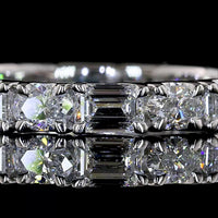 Platinum Eternity Band with East-West Emerald Cut and Oval Cut Lab Diamonds - 1.73 Carats Total Diamond Weight, E-F VS Clarity - Covaloro Fine Jewelry