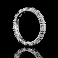 Platinum Eternity Band with East-West Emerald Cut and Oval Cut Lab Diamonds - 1.73 Carats Total Diamond Weight, E-F VS Clarity - Covaloro Fine Jewelry