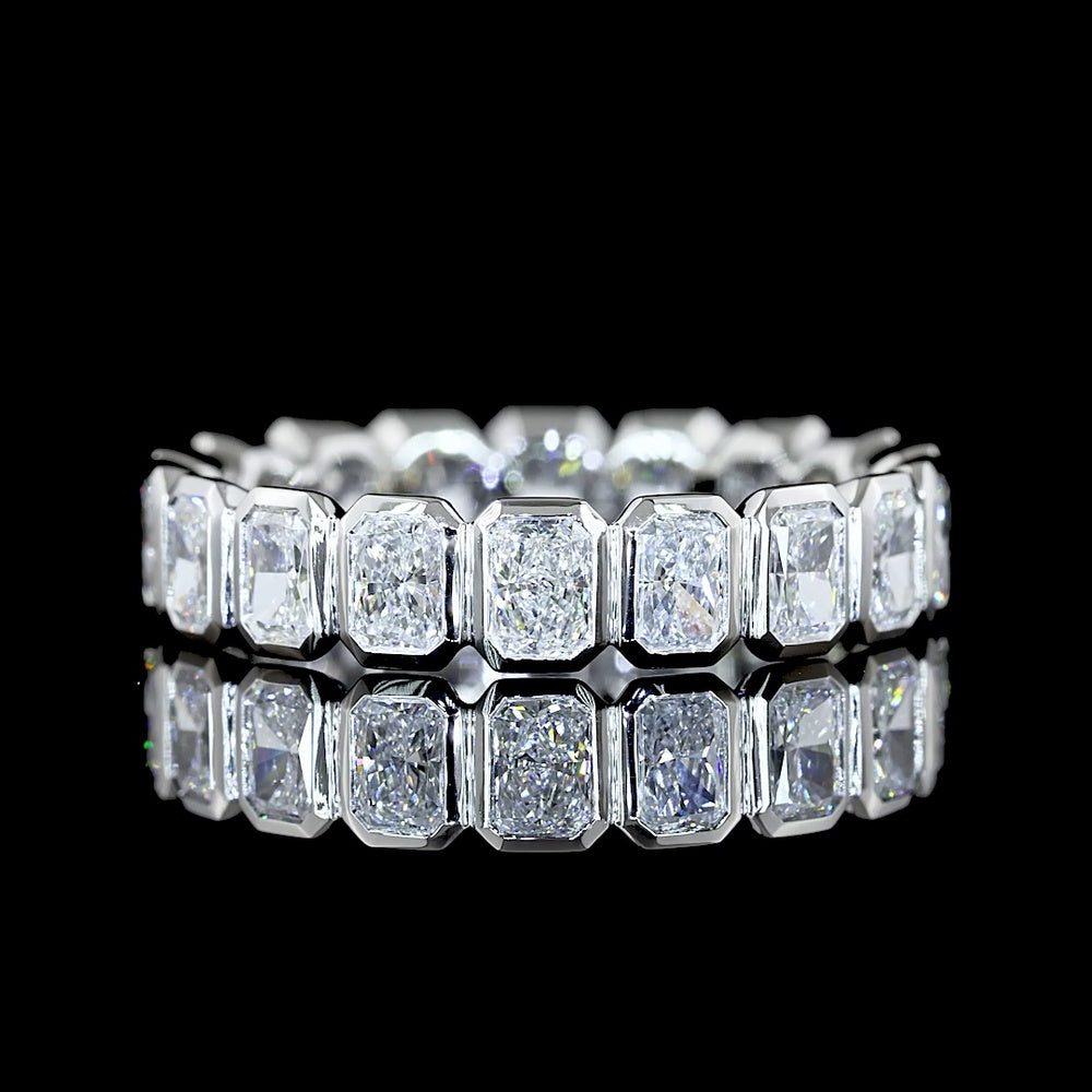 Platinum Eternity Band with North-South Bezel Set Radiant Cut Lab Diamonds - 1.82 Carats Total Diamond Weight - Covaloro Fine Jewelry