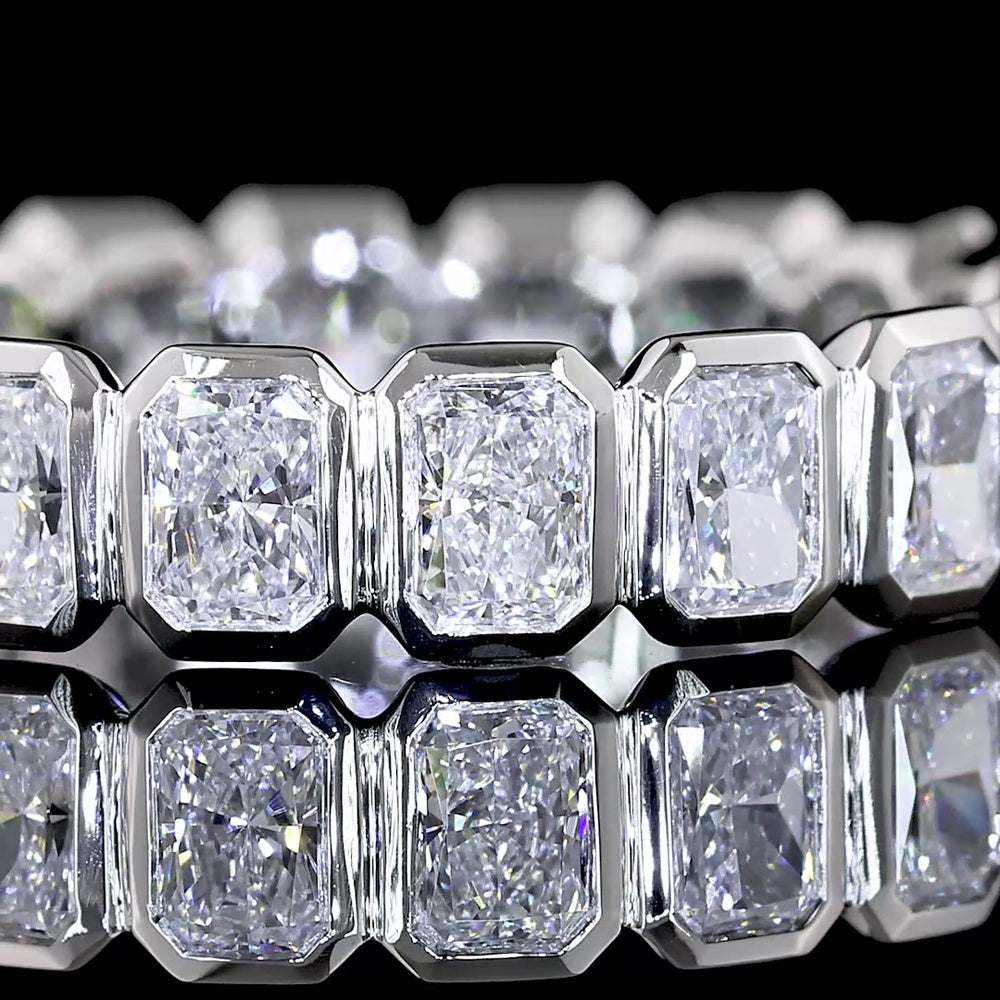 Platinum Eternity Band with North-South Bezel Set Radiant Cut Lab Diamonds - 1.82 Carats Total Diamond Weight - Covaloro Fine Jewelry