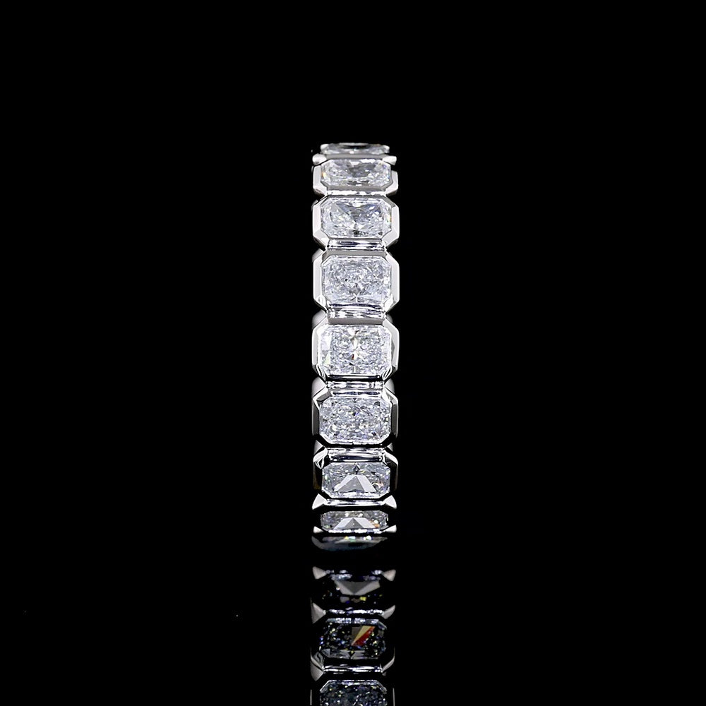 Platinum Eternity Band with North-South Bezel Set Radiant Cut Lab Diamonds - 1.82 Carats Total Diamond Weight - Covaloro Fine Jewelry