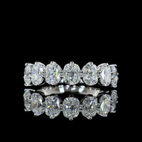 Platinum Eternity Band with North-South Prong Set Cushion Brilliant Lab Diamonds - 2.10 Carat Total Weight, E-F Color VS Clarity - 7 Stone Stackable Anniversary Ring - Covaloro Fine Jewelry