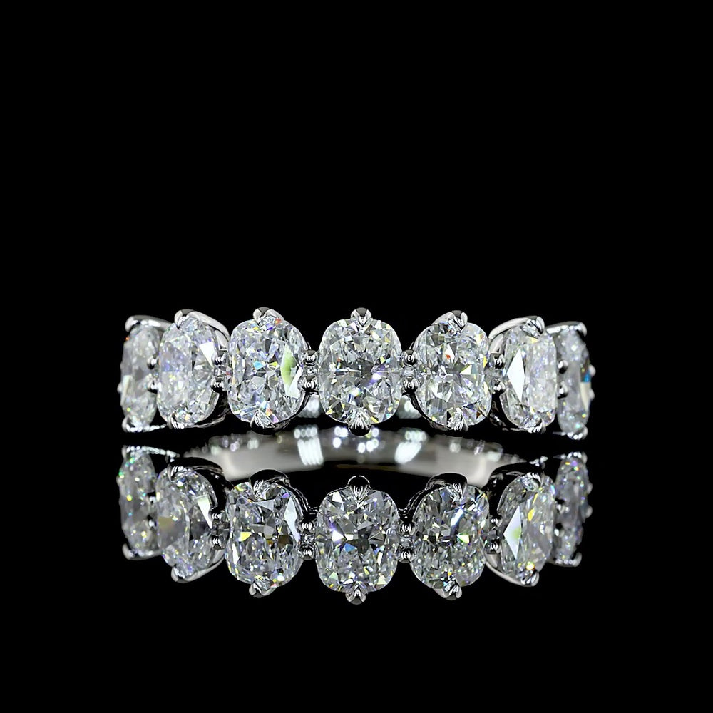Platinum Eternity Band with North-South Prong Set Cushion Brilliant Lab Diamonds - 2.10 Carat Total Weight, E-F Color VS Clarity - 7 Stone Stackable Anniversary Ring - Covaloro Fine Jewelry