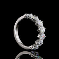 Platinum Eternity Band with North-South Prong Set Cushion Brilliant Lab Diamonds - 2.10 Carat Total Weight, E-F Color VS Clarity - 7 Stone Stackable Anniversary Ring - Covaloro Fine Jewelry