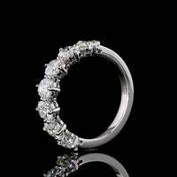 Platinum Eternity Band with North-South Prong Set Cushion Brilliant Lab Diamonds - 2.10 Carat Total Weight, E-F Color VS Clarity - 7 Stone Stackable Anniversary Ring - Covaloro Fine Jewelry