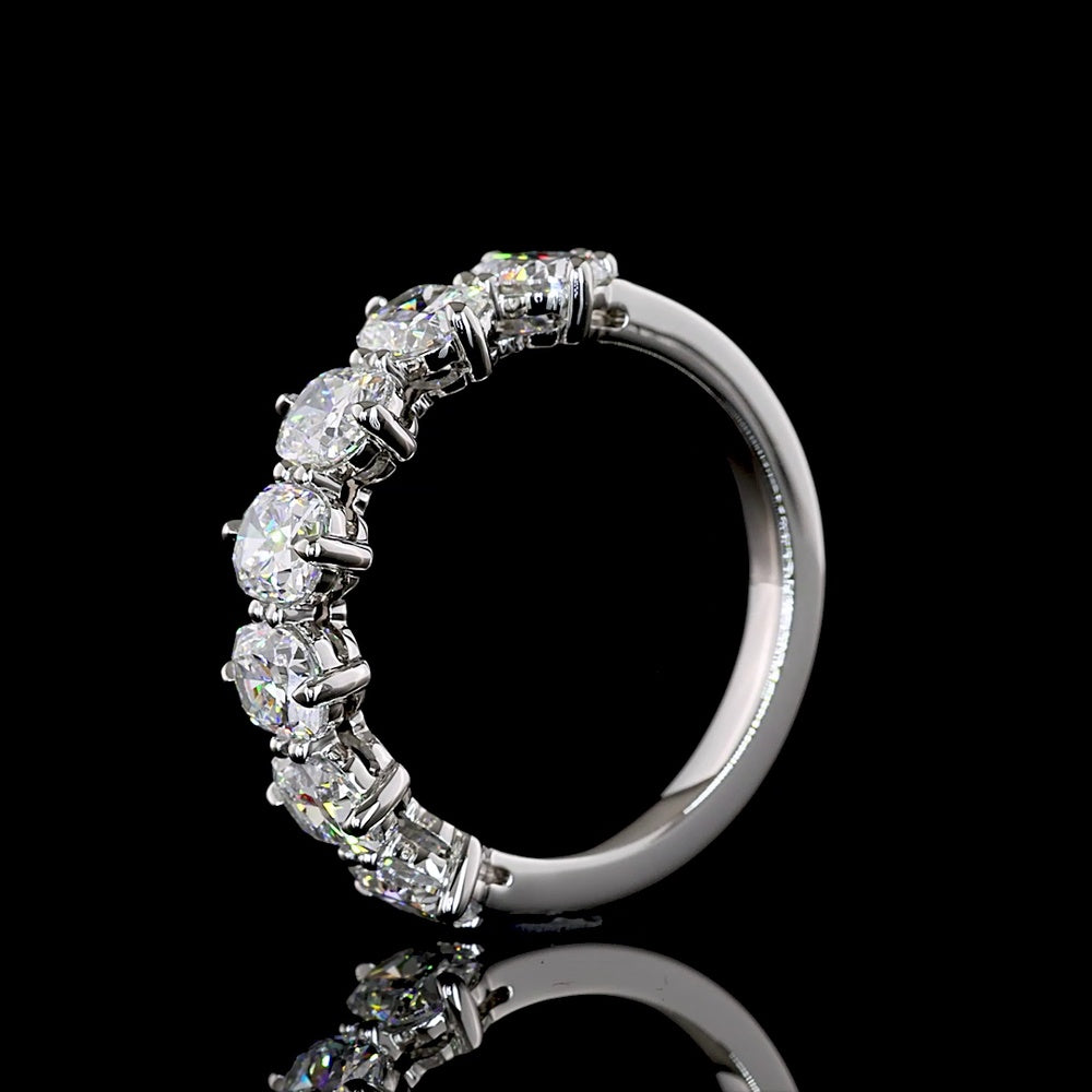 Platinum Eternity Band with North-South Prong Set Cushion Brilliant Lab Diamonds - 2.10 Carat Total Weight, E-F Color VS Clarity - 7 Stone Stackable Anniversary Ring - Covaloro Fine Jewelry