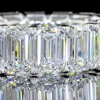 Platinum Eternity Band with North-South Prong Set Emerald Cut Lab Diamonds - 9.26 Carat Total Diamond Weight - Covaloro Fine Jewelry