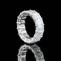 Platinum Eternity Band with North-South Prong Set Emerald Cut Lab Diamonds - 9.26 Carat Total Diamond Weight - Covaloro Fine Jewelry
