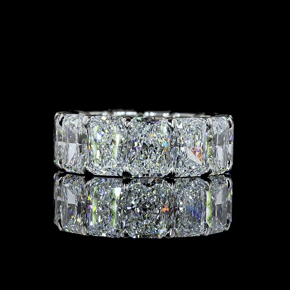 Platinum Eternity Band with North-South Radiant Cut Lab Diamonds - 16.79 Carats Total Diamond Weight D VVS2 - Covaloro Fine Jewelry