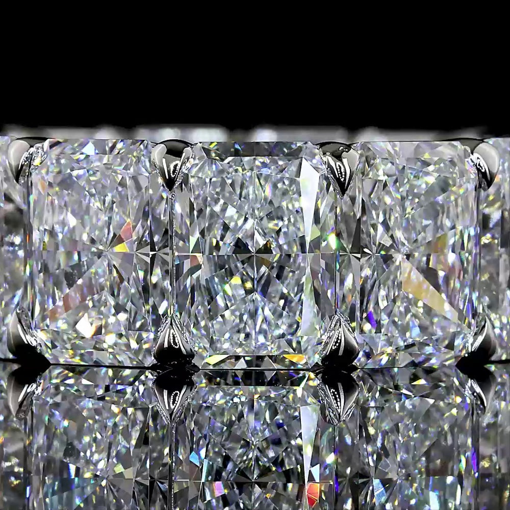 Platinum Eternity Band with North-South Radiant Cut Lab Diamonds - 16.79 Carats Total Diamond Weight D VVS2 - Covaloro Fine Jewelry