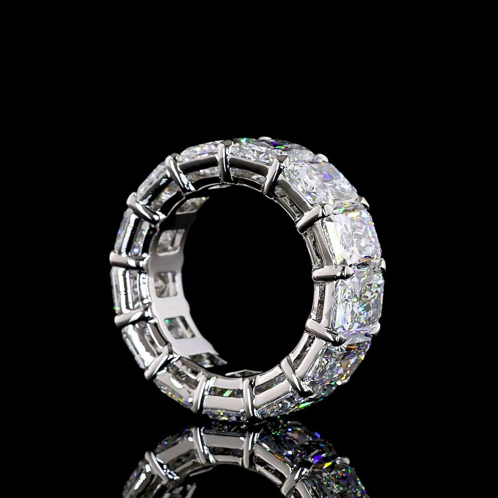 Platinum Eternity Band with North-South Radiant Cut Lab Diamonds - 16.79 Carats Total Diamond Weight D VVS2 - Covaloro Fine Jewelry