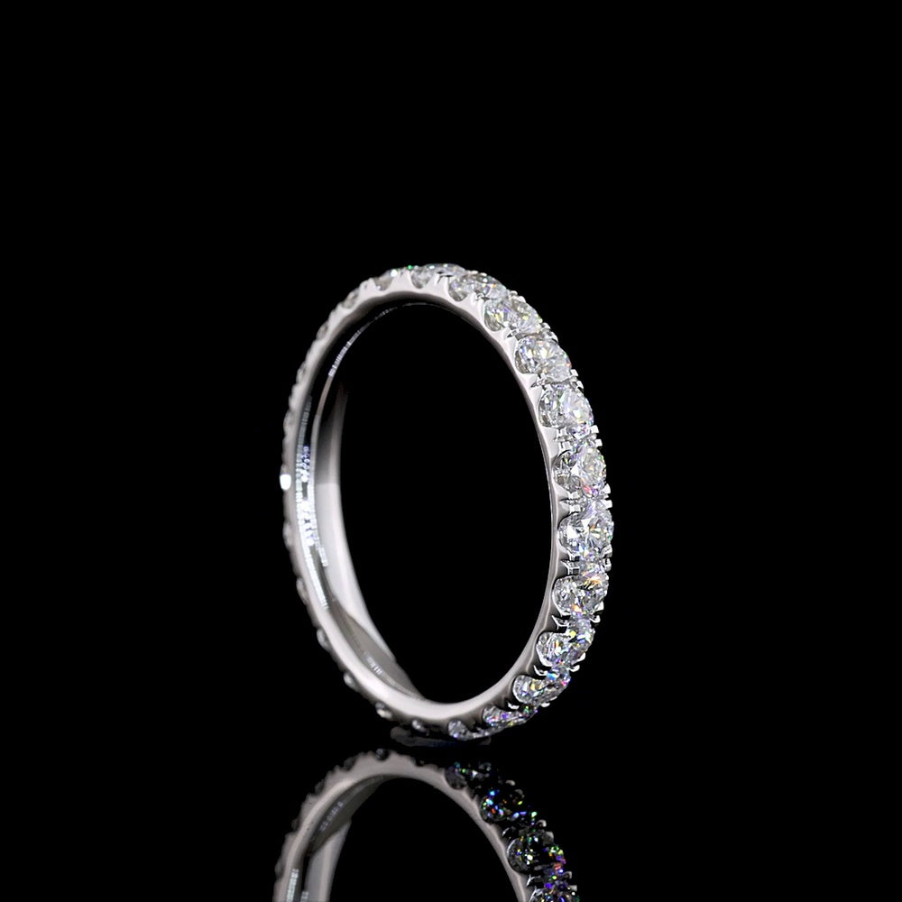 Platinum Eternity Band with Pave-Set Round Lab Diamonds - 1.36 Carats Total Diamond Weight - Covaloro Fine Jewelry