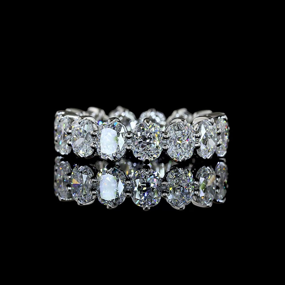 Platinum Eternity Band with Prong Set Cushion Brilliant Cut Lab Diamonds - 4.61 Carat Total Weight, E-F Color, VS1 Clarity - Covaloro Fine Jewelry