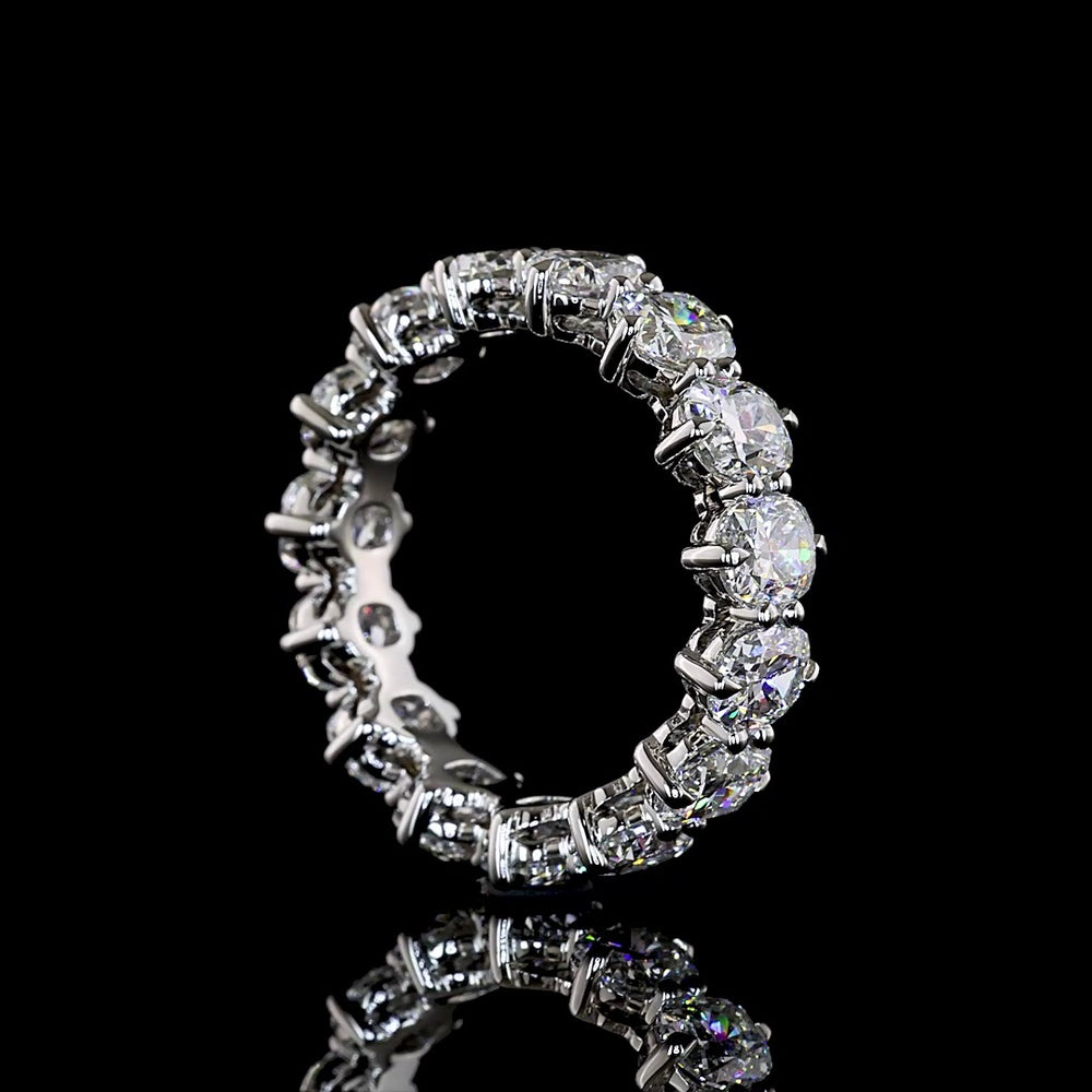 Platinum Eternity Band with Prong Set Cushion Brilliant Cut Lab Diamonds - 4.61 Carat Total Weight, E-F Color, VS1 Clarity - Covaloro Fine Jewelry