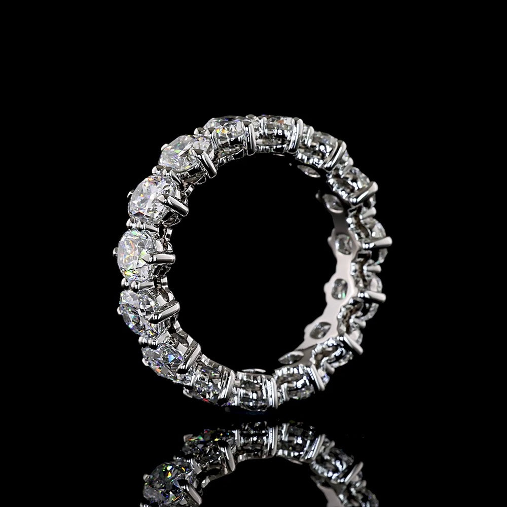 Platinum Eternity Band with Prong Set Cushion Brilliant Cut Lab Diamonds - 4.61 Carat Total Weight, E-F Color, VS1 Clarity - Covaloro Fine Jewelry