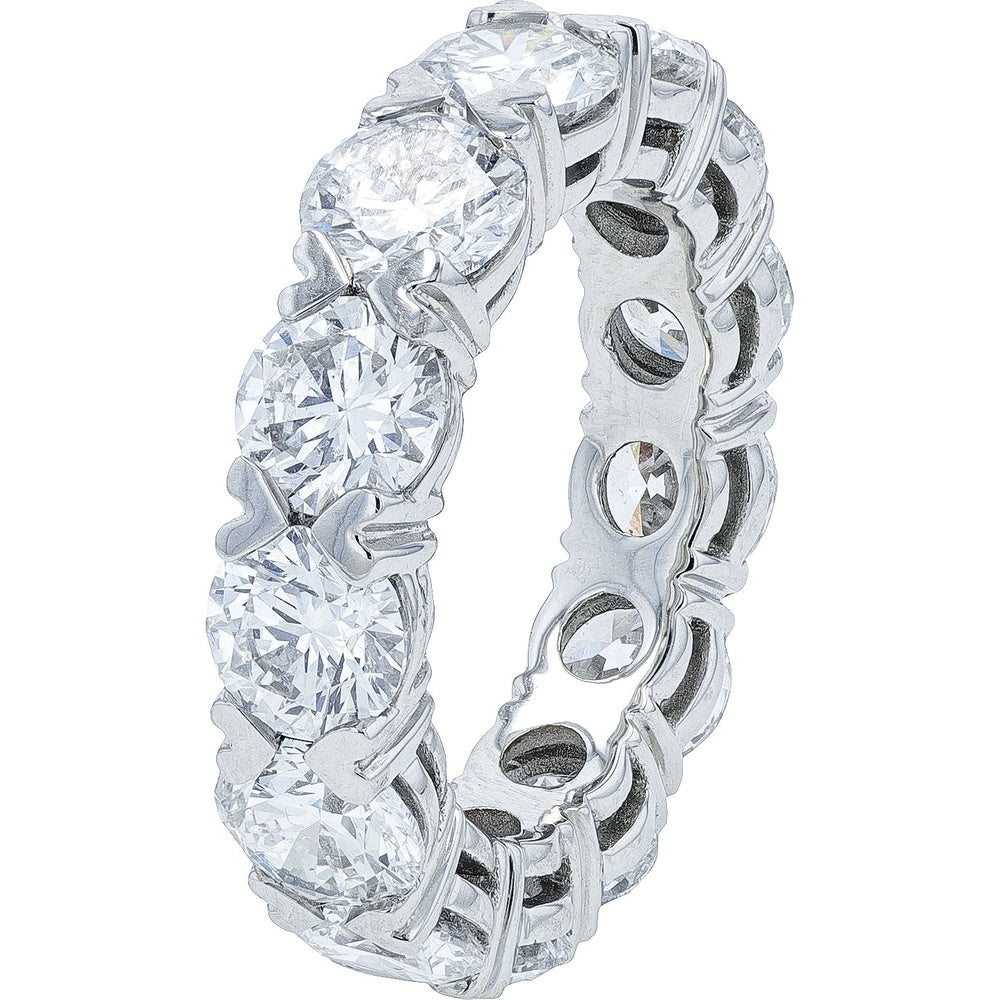 Platinum Eternity Band with Shared-Prong Set Round Lab Grown Diamonds - 7.15 Carat Total Diamond Weight