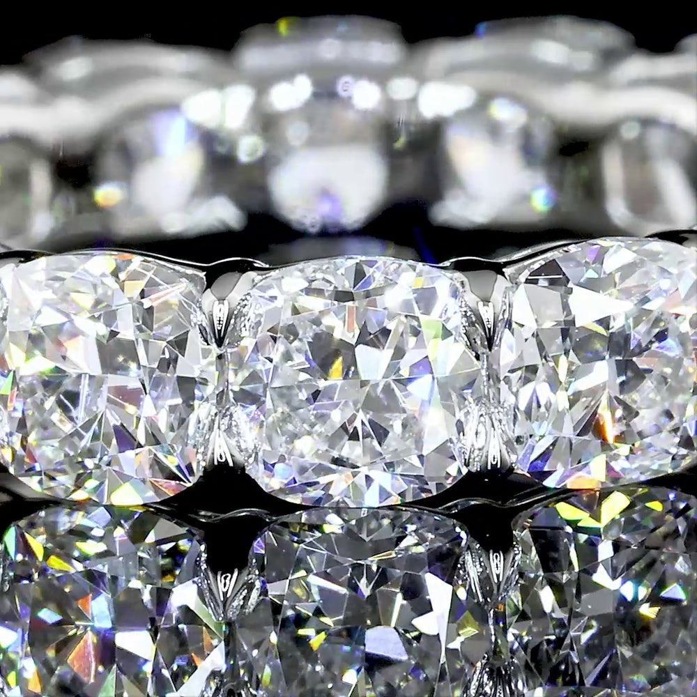 Platinum Eternity Band with Square Cushion Brilliant Cut Lab Grown Diamonds - 10.06 Carat Total Diamond Weight - Covaloro Fine Jewelry