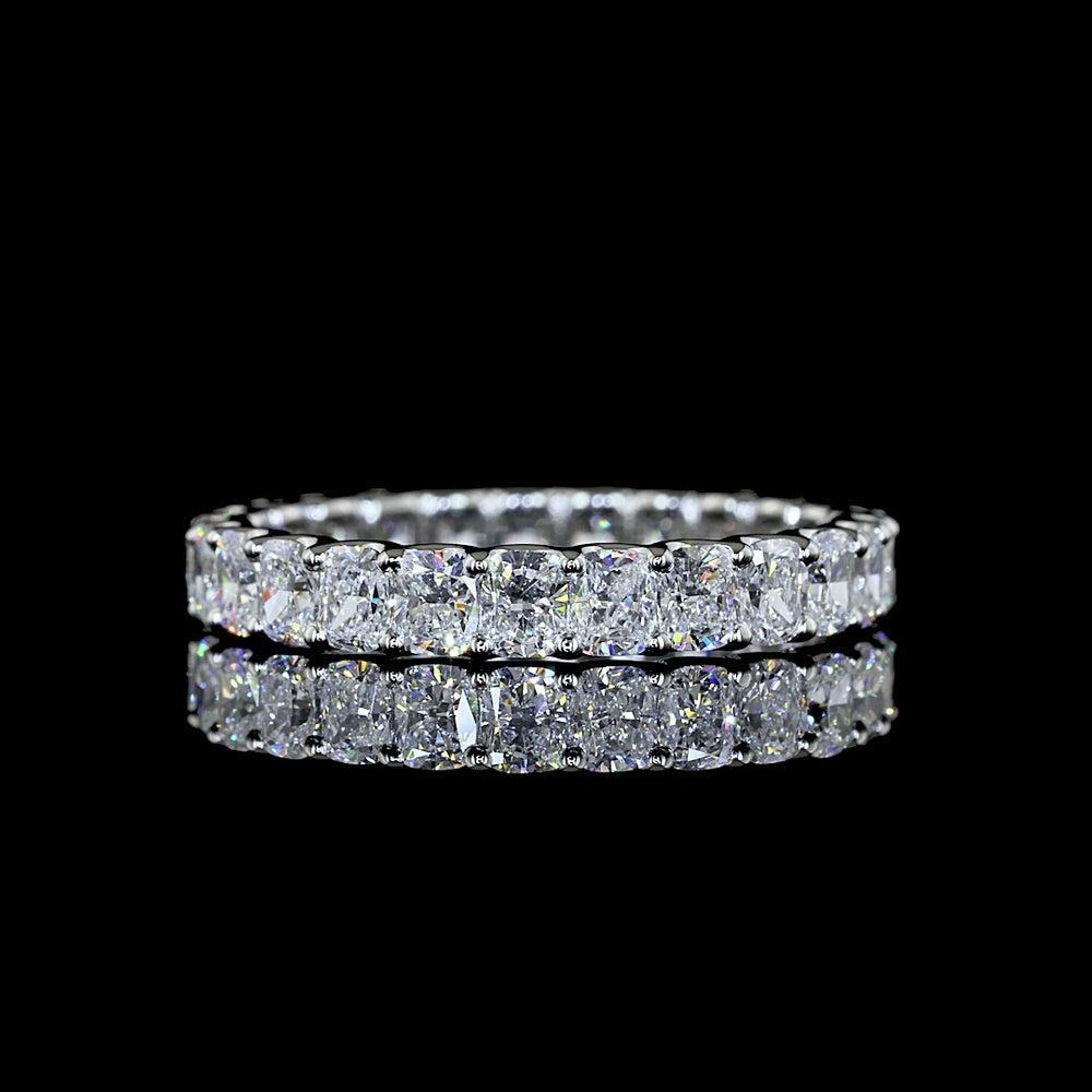 Platinum Eternity Band with U-Prong Set Cushion Brilliant Cut Lab Diamonds - 2.73 Carat Total Weight - Covaloro Fine Jewelry