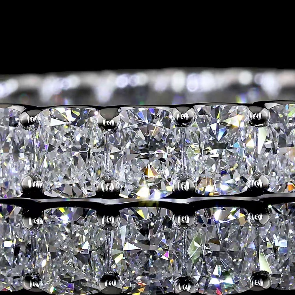 Platinum Eternity Band with U-Prong Set Cushion Brilliant Cut Lab Diamonds - 2.73 Carat Total Weight - Covaloro Fine Jewelry