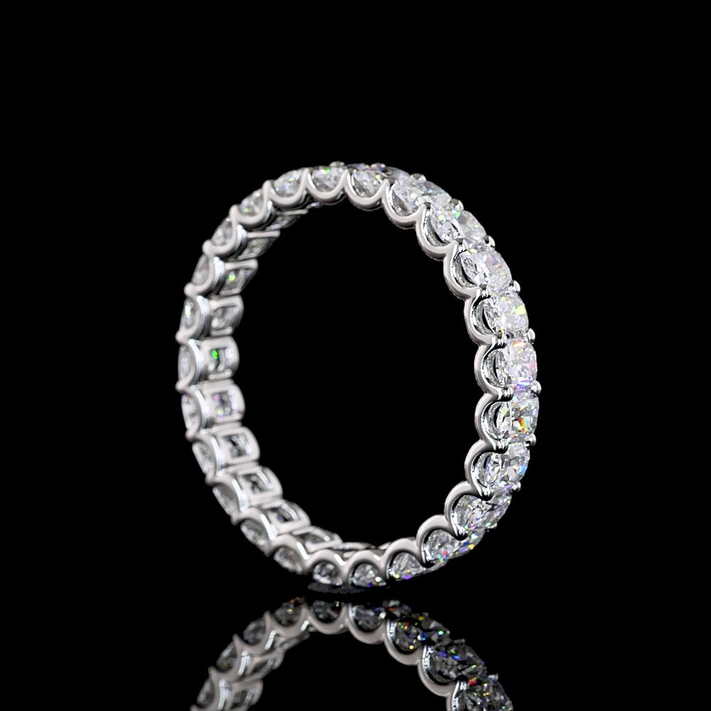 Platinum Eternity Band with U-Prong Set Cushion Brilliant Cut Lab Diamonds - 2.73 Carat Total Weight - Covaloro Fine Jewelry