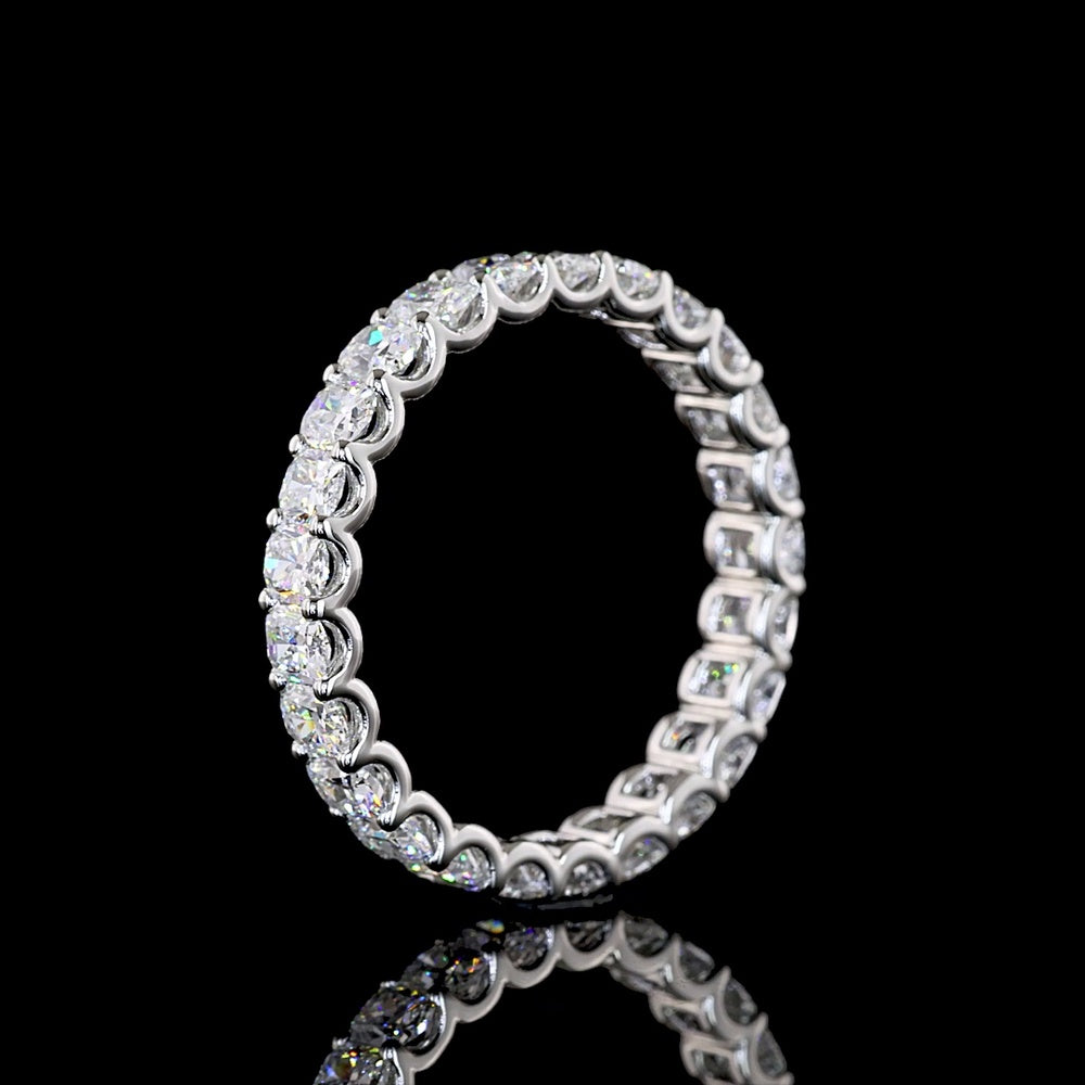 Platinum Eternity Band with U-Prong Set Cushion Brilliant Cut Lab Diamonds - 2.73 Carat Total Weight - Covaloro Fine Jewelry