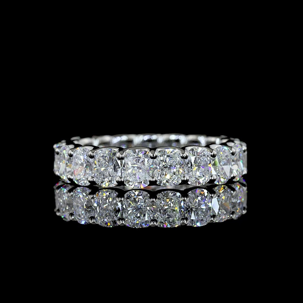 Platinum Eternity Band with U-Prong Set Cushion Brilliant Cut Lab Diamonds - 2.96 Carat Total Diamond Weight - Covaloro Fine Jewelry
