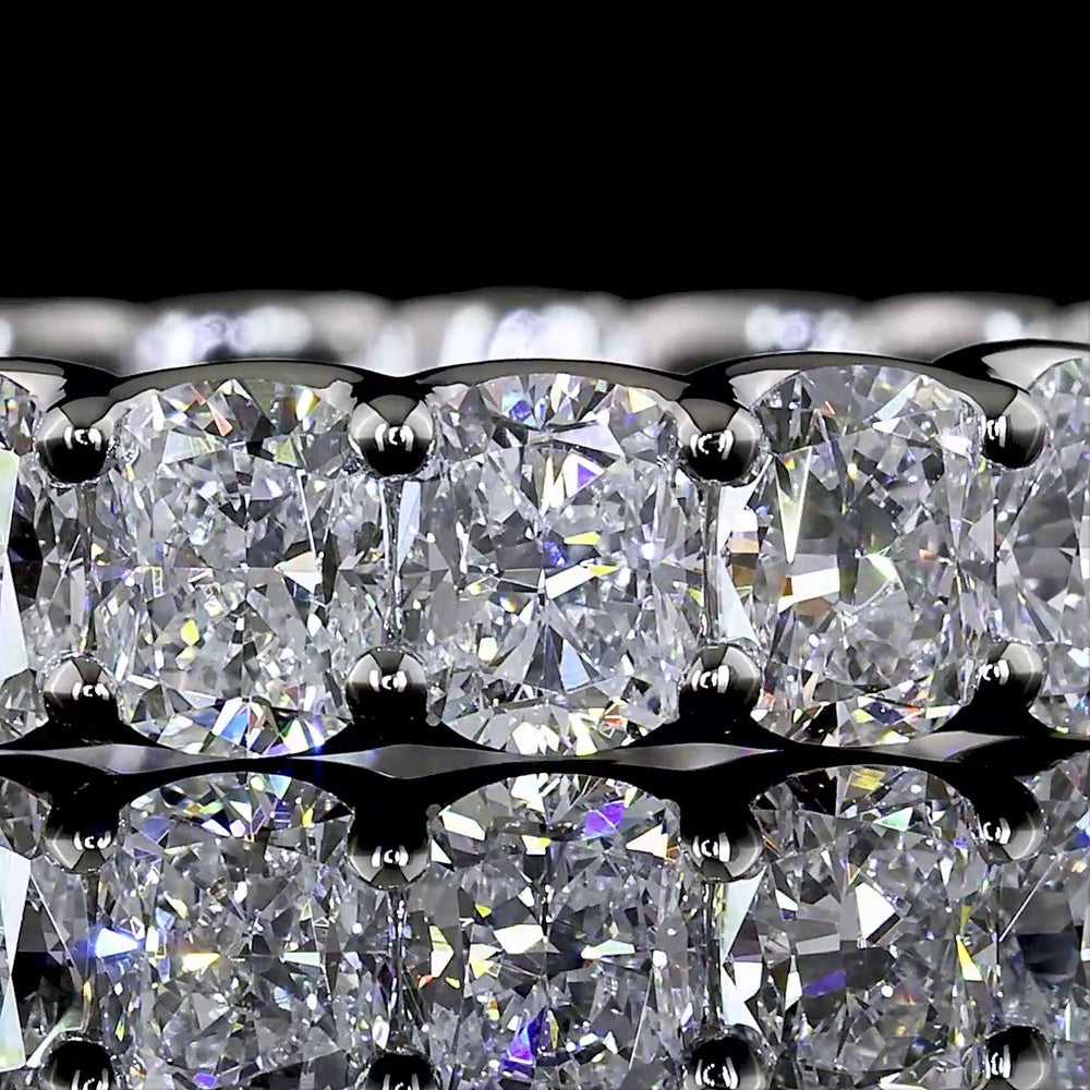 Platinum Eternity Band with U-Prong Set Cushion Brilliant Cut Lab Diamonds - 2.96 Carat Total Diamond Weight - Covaloro Fine Jewelry